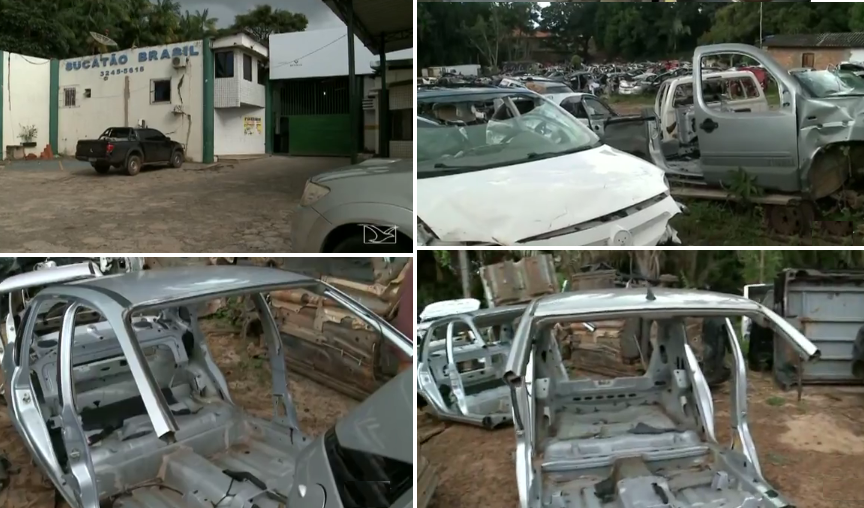 Um dos carros com registro de roubo flagrados pela Seic nos fundos do Sucatão Brasil, no Anil