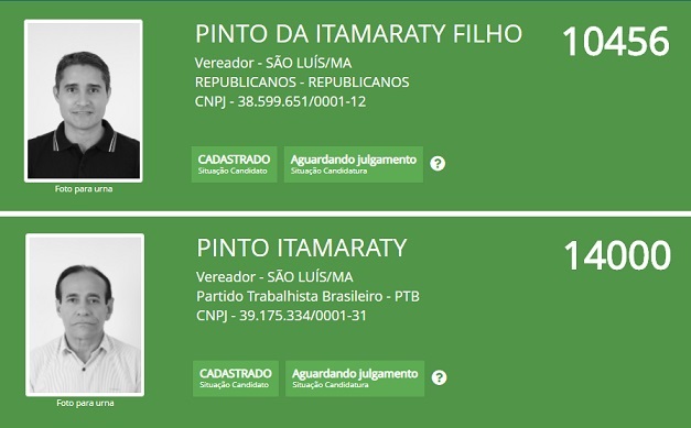 Candidatura de Pintinho estava registrada no Republicanos; Já Pinto está no PTB...