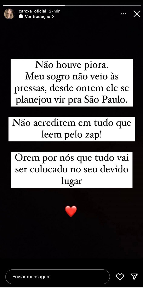 Os esclarecimento vieram por meio das redes sociais da esposa de Paulo Roberto Rocha...