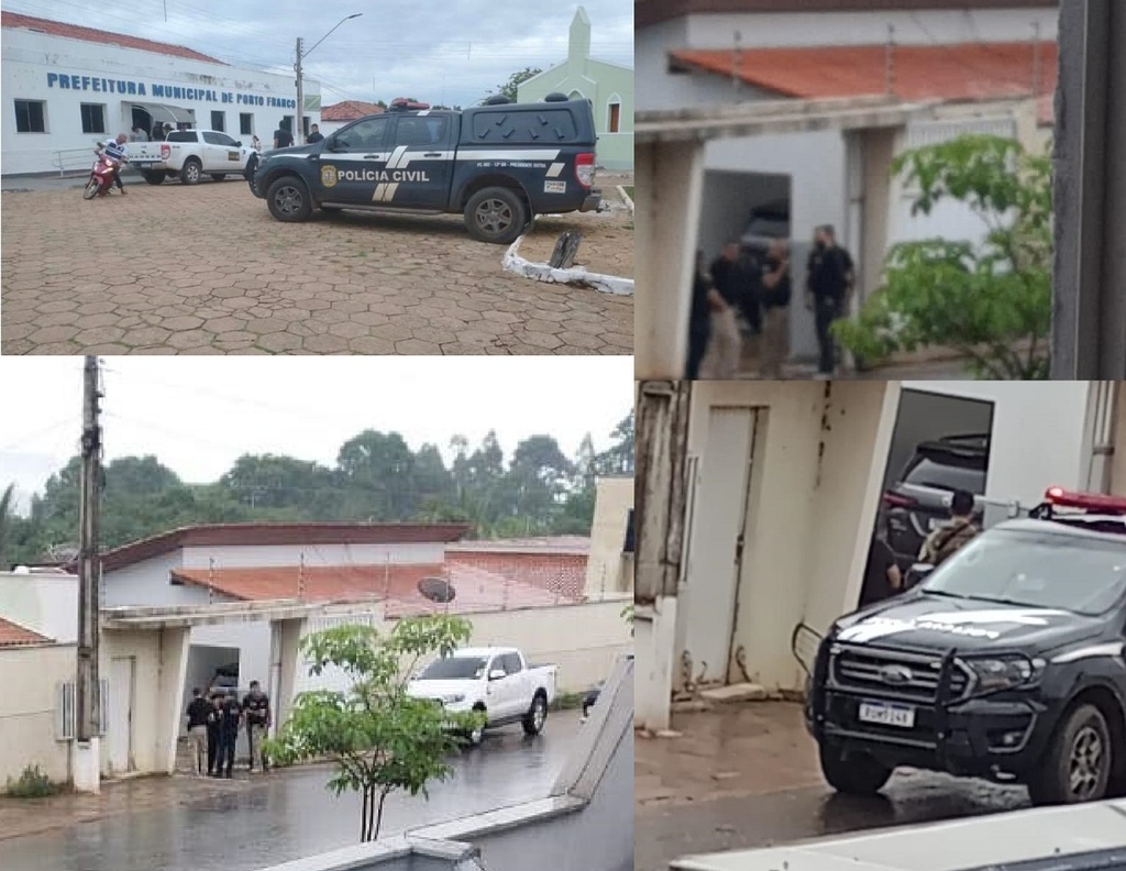 Imagens do Gaeco e Polícia Civil nos locais onde foram feitas buscas, apreensões e prisões.