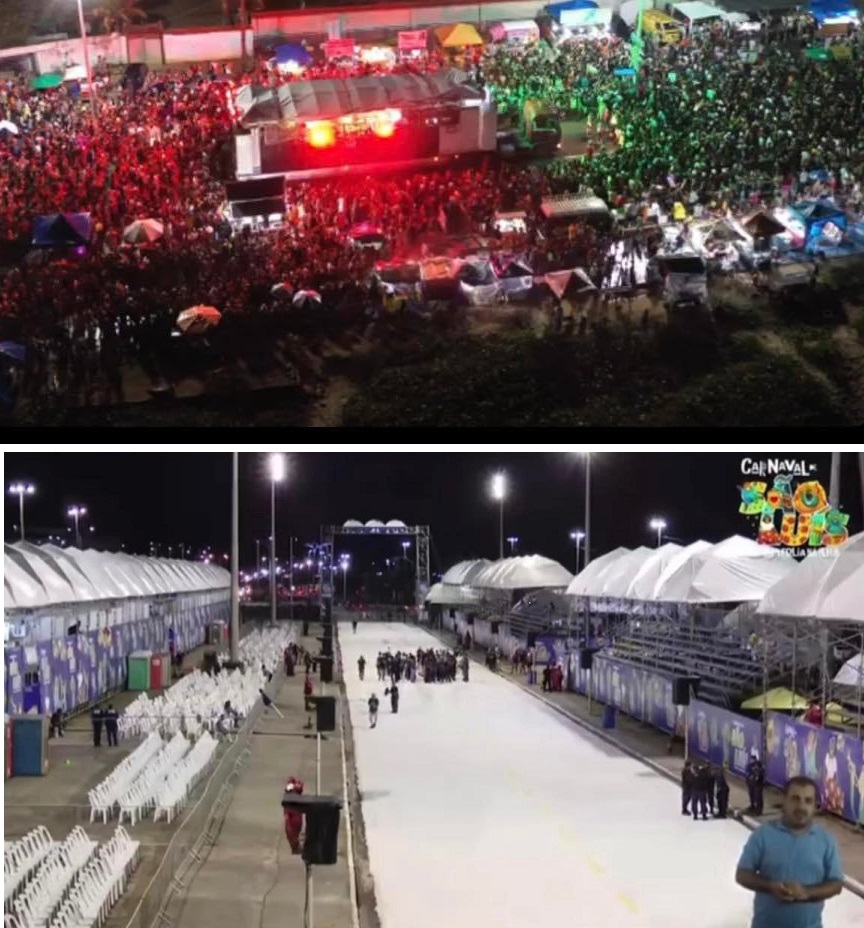 Circuito da Avenida Litorânea lotado enquanto Passarela do Samba ficou vazia... 