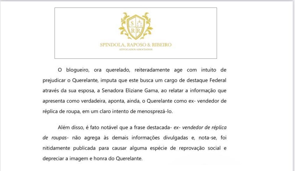 Trecho de um dos tantos processos movidos na justiça por Inácio contra o titular desta página...