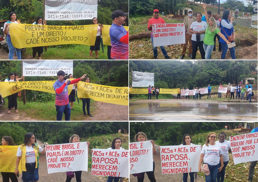 Imagem do protesto dos Agentes Comunitários de Saúde (ACS) e Agente de Combate às Endemias (ACE) em Raposa.