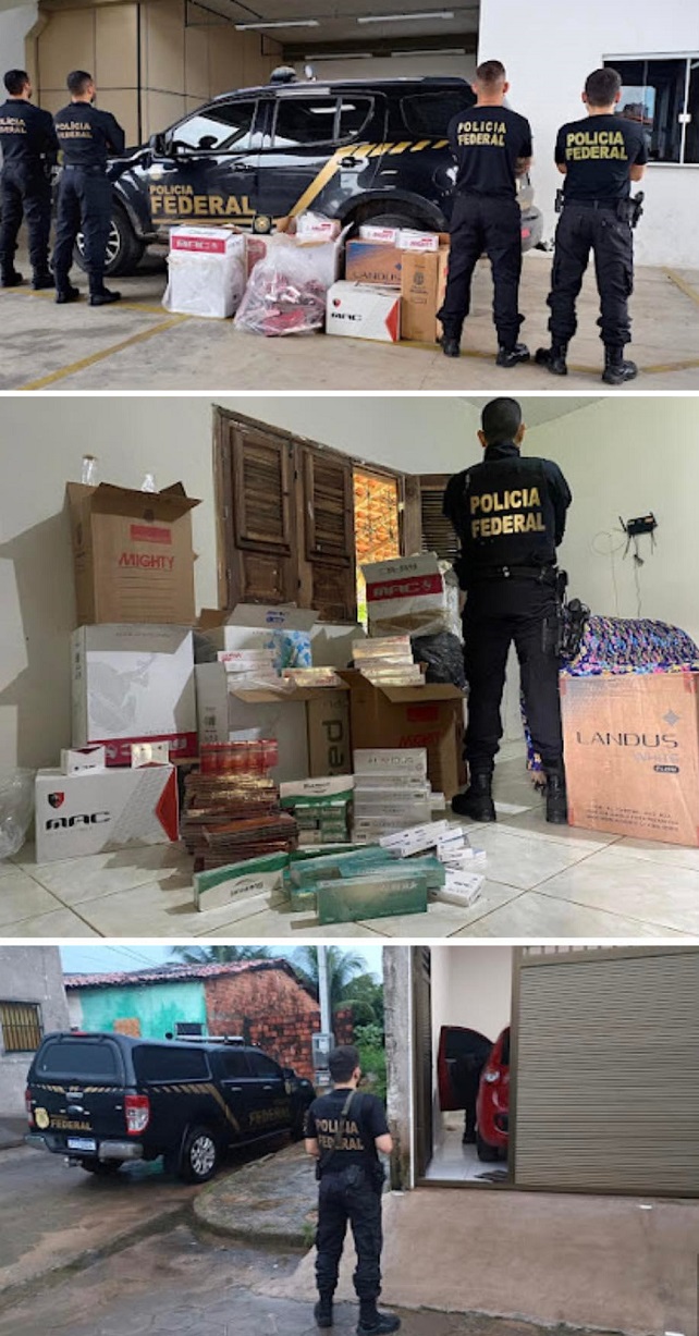 Imagens da Operação Potência da Polícia Federal no MA , contra o contrabando de cigarros.