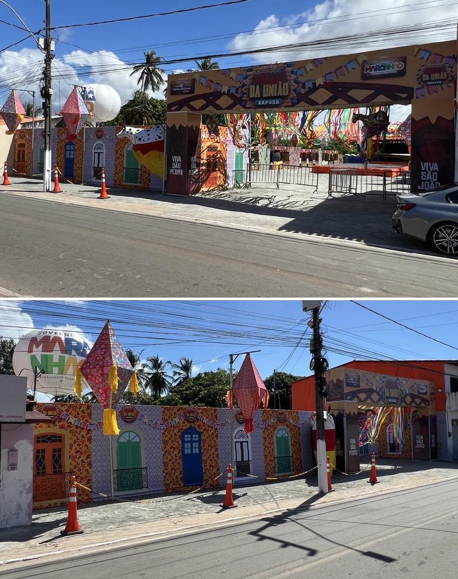 Fachada do Arraial da União em Raposa - localizado na Avenida Principal no bairro Inháuma.