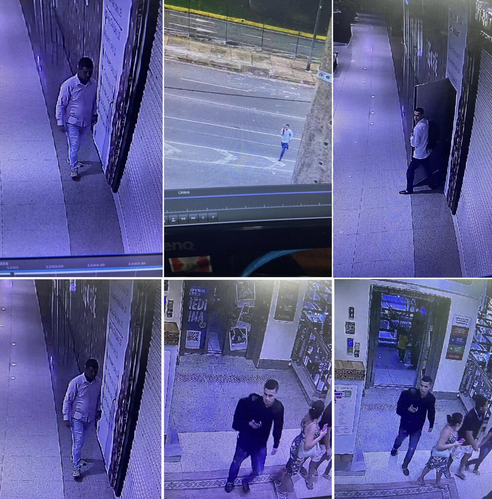 Imagens do circuito de videomonitoramento de câmeras do Shopping da Ilha capturaram os ladrões. 