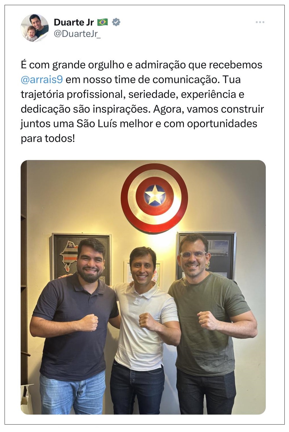 Anúncio do nome de Rafael Arrais veio por meio das redes sociais de Duarte Júnior...