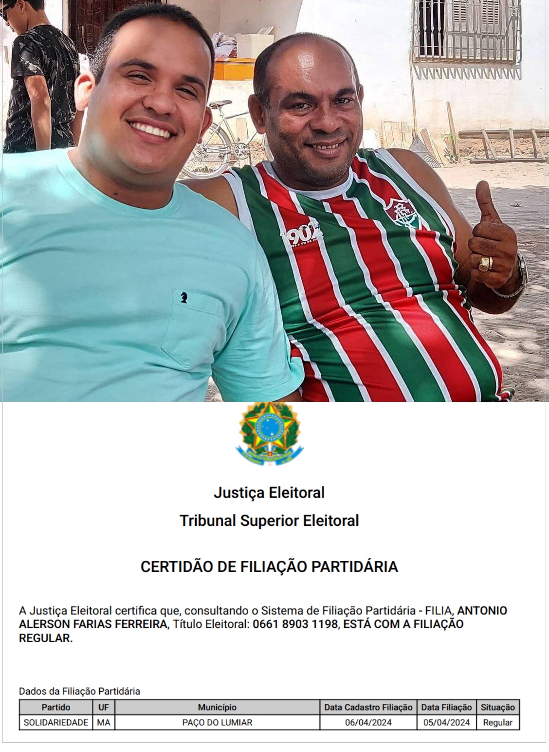 E para tanto, o chefe do Poder Legislativo infiltrou o seu próprio filho, Antônio Alerson Farias Ferreira, no partido Solidariedade. A filiação de "Neném", como é conhecido o filho de Maru tem finaldiade de disputar cadeira na Câmara de Vereadores.