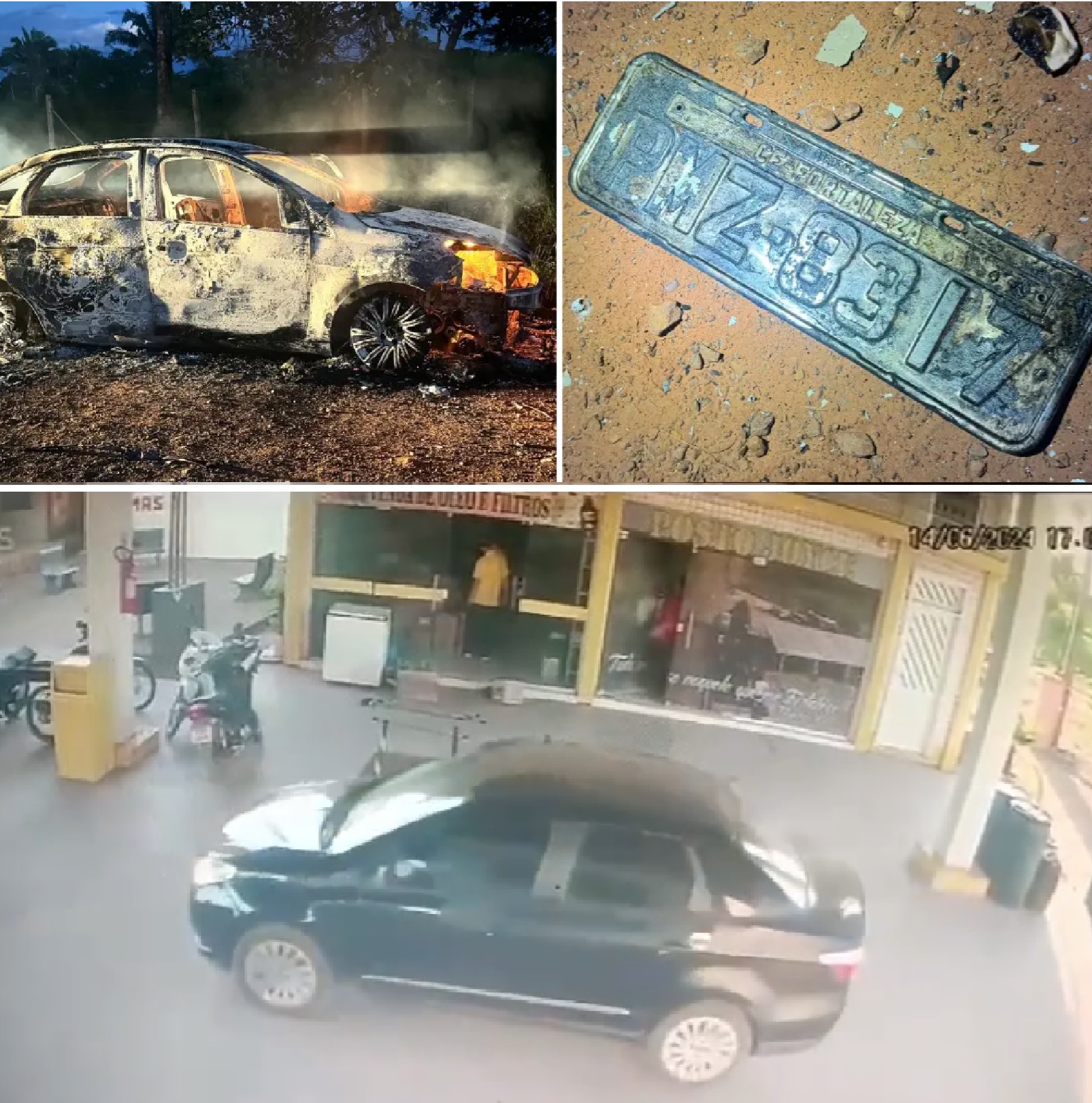 Carro usado no assassinato de Pacovan foi incendiado minutos após em uma estrada vicinal, mas a placa e o chassi ficaram visíveis e serviram para a Polícia chegar aos mandantes do crime.