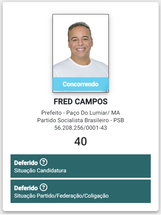 Candidatura de Fred Campos foi deferida pela Justiça Eleitoral do Maranhão.