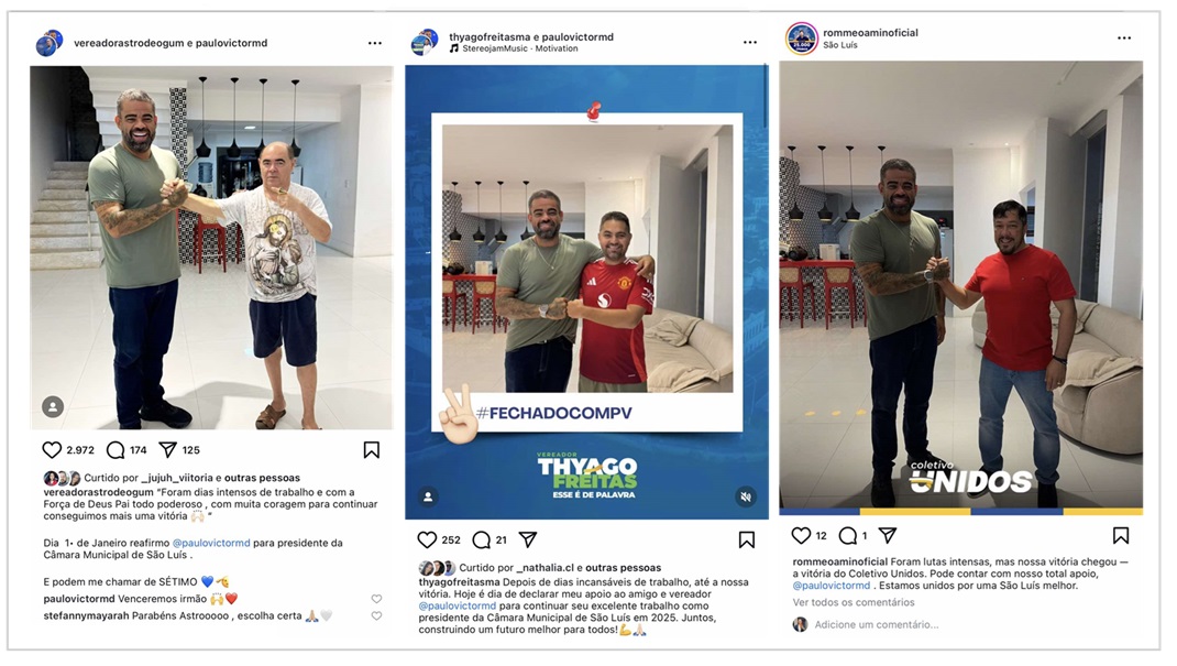 Astro de Ogum, Thiago Freitas e Romeo Amin declararam apoio a Paula Victor.