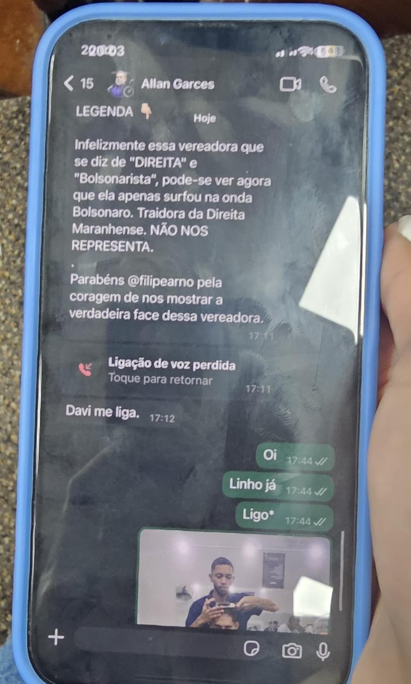 Allan Garces mandou texto pronto para David Levy, dono "Direita Maranhense", contra a Flavia Berthier.