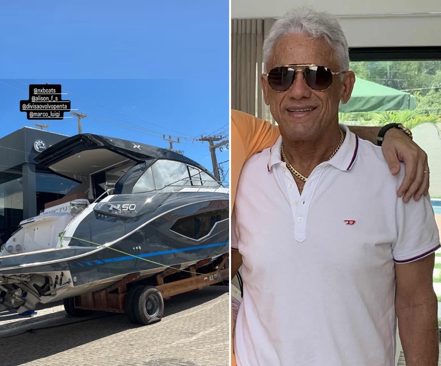 Lancha de 50 pés avaliada em R$ 5,5 milhões pertence ao empresário Dedé Macedo