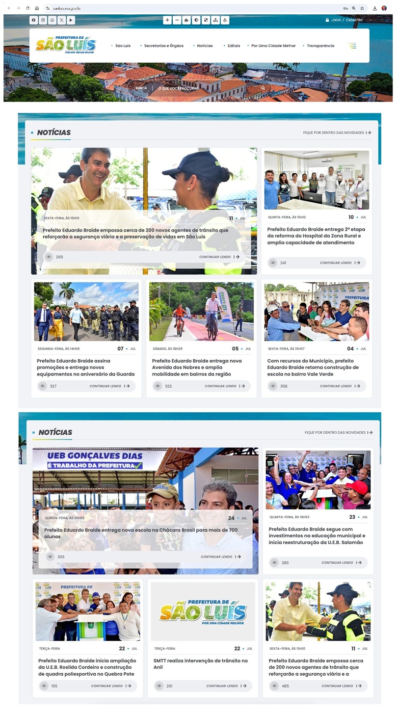 Site da prefeitura perdeu o caráter institucional e virou página pessoas do prefeito Braide.